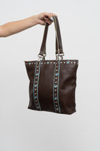Load image into Gallery viewer, Vintage x FRANCO SARTO Brown, Teal Studded Leather Purse