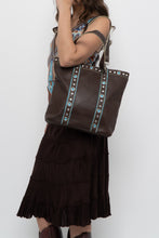 Load image into Gallery viewer, Vintage x FRANCO SARTO Brown, Teal Studded Leather Purse