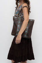 Load image into Gallery viewer, Vintage x FRANCO SARTO Brown, Teal Studded Leather Purse