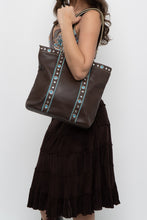 Load image into Gallery viewer, Vintage x FRANCO SARTO Brown, Teal Studded Leather Purse