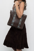 Load image into Gallery viewer, Vintage x FRANCO SARTO Brown, Teal Studded Leather Purse