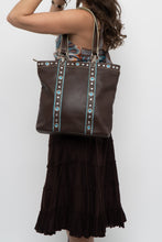 Load image into Gallery viewer, Vintage x FRANCO SARTO Brown, Teal Studded Leather Purse