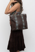 Load image into Gallery viewer, Vintage x FRANCO SARTO Brown, Teal Studded Leather Purse