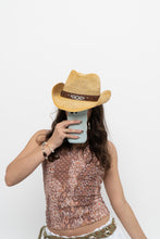 Load image into Gallery viewer, Vintage x Straw Brown Rhinestone Cowboy Hat