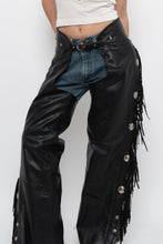 Load image into Gallery viewer, Vintage x Made in USA x HARLEY DAVIDSON Black Leather Concho Chaps (S)