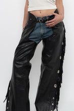 Load image into Gallery viewer, Vintage x Made in USA x HARLEY DAVIDSON Black Leather Concho Chaps (S)
