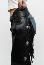 Load image into Gallery viewer, Vintage x Made in USA x HARLEY DAVIDSON Black Leather Concho Chaps (S)
