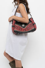 Load image into Gallery viewer, Vintage x Red, Black Rhinestone Leather Western Purse