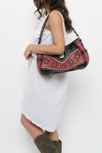 Load image into Gallery viewer, Vintage x Red, Black Rhinestone Leather Western Purse