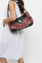 Load image into Gallery viewer, Vintage x Red, Black Rhinestone Leather Western Purse