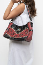 Load image into Gallery viewer, Vintage x Red, Black Rhinestone Leather Western Purse