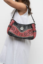 Load image into Gallery viewer, Vintage x Red, Black Rhinestone Leather Western Purse