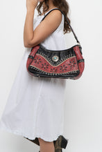Load image into Gallery viewer, Vintage x Red, Black Rhinestone Leather Western Purse
