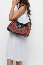 Load image into Gallery viewer, Vintage x Red, Black Rhinestone Leather Western Purse
