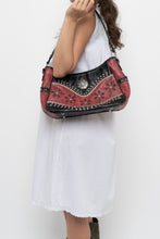 Load image into Gallery viewer, Vintage x Red, Black Rhinestone Leather Western Purse