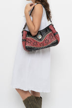 Load image into Gallery viewer, Vintage x Red, Black Rhinestone Leather Western Purse