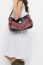 Load image into Gallery viewer, Vintage x Red, Black Rhinestone Leather Western Purse