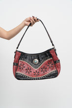 Load image into Gallery viewer, Vintage x Red, Black Rhinestone Leather Western Purse