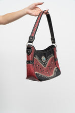 Load image into Gallery viewer, Vintage x Red, Black Rhinestone Leather Western Purse