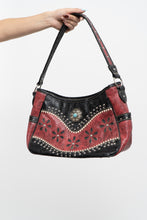 Load image into Gallery viewer, Vintage x Red, Black Rhinestone Leather Western Purse