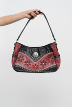 Load image into Gallery viewer, Vintage x Red, Black Rhinestone Leather Western Purse