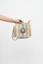 Load image into Gallery viewer, Vintage x Made in Texas x Cream Leather Pony Hair Rhinestone Purse