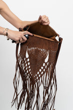 Load image into Gallery viewer, Vintage x Handmade Dark Brown Woven Leather Fringe Purse
