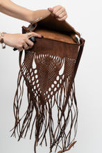 Load image into Gallery viewer, Vintage x Handmade Dark Brown Woven Leather Fringe Purse