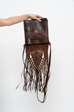 Load image into Gallery viewer, Vintage x Handmade Dark Brown Woven Leather Fringe Purse