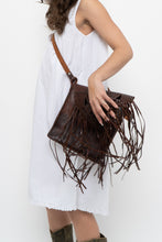 Load image into Gallery viewer, Vintage x Handmade Dark Brown Woven Leather Fringe Purse