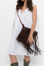 Load image into Gallery viewer, Vintage x Handmade Dark Brown Woven Leather Fringe Purse