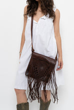 Load image into Gallery viewer, Vintage x Handmade Dark Brown Woven Leather Fringe Purse
