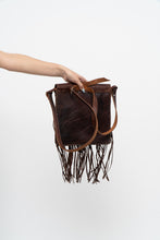 Load image into Gallery viewer, Vintage x Handmade Dark Brown Woven Leather Fringe Purse