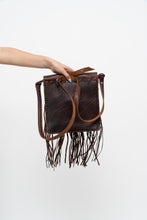 Load image into Gallery viewer, Vintage x Handmade Dark Brown Woven Leather Fringe Purse