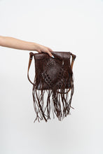 Load image into Gallery viewer, Vintage x Handmade Dark Brown Woven Leather Fringe Purse