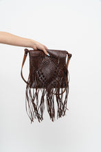 Load image into Gallery viewer, Vintage x Handmade Dark Brown Woven Leather Fringe Purse