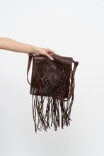 Load image into Gallery viewer, Vintage x Handmade Dark Brown Woven Leather Fringe Purse