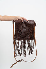 Load image into Gallery viewer, Vintage x Handmade Dark Brown Woven Leather Fringe Purse