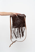 Load image into Gallery viewer, Vintage x Handmade Dark Brown Woven Leather Fringe Purse