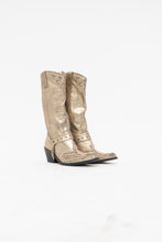 Load image into Gallery viewer, Vintae x Gold Swavorski Leather Cowboy Boots (6, 6.5)