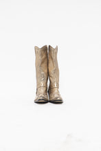Load image into Gallery viewer, Vintae x Gold Swavorski Leather Cowboy Boots (6, 6.5)