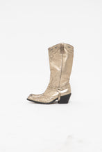 Load image into Gallery viewer, Vintae x Gold Swavorski Leather Cowboy Boots (6, 6.5)