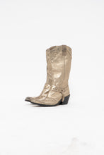 Load image into Gallery viewer, Vintae x Gold Swavorski Leather Cowboy Boots (6, 6.5)