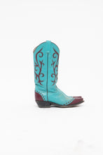 Load image into Gallery viewer, Vintage x Made in Mexico x DAN POST Teal, Burgundy Leather Cowboy Boots (7, 7.5)