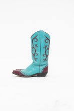 Load image into Gallery viewer, Vintage x Made in Mexico x DAN POST Teal, Burgundy Leather Cowboy Boots (7, 7.5)