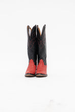 Load image into Gallery viewer, Vintage x Made in Canada x ALBERTA BOOT CO Red, Black Leather Ostrich Cowboy Boots (6)