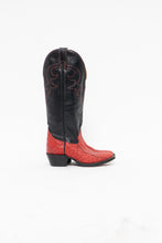 Load image into Gallery viewer, Vintage x Made in Canada x ALBERTA BOOT CO Red, Black Leather Ostrich Cowboy Boots (6)