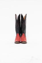 Load image into Gallery viewer, Vintage x Made in Canada x ALBERTA BOOT CO Red, Black Leather Ostrich Cowboy Boots (6)