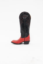 Load image into Gallery viewer, Vintage x Made in Canada x ALBERTA BOOT CO Red, Black Leather Ostrich Cowboy Boots (6)