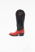 Load image into Gallery viewer, Vintage x Made in Canada x ALBERTA BOOT CO Red, Black Leather Ostrich Cowboy Boots (6)
